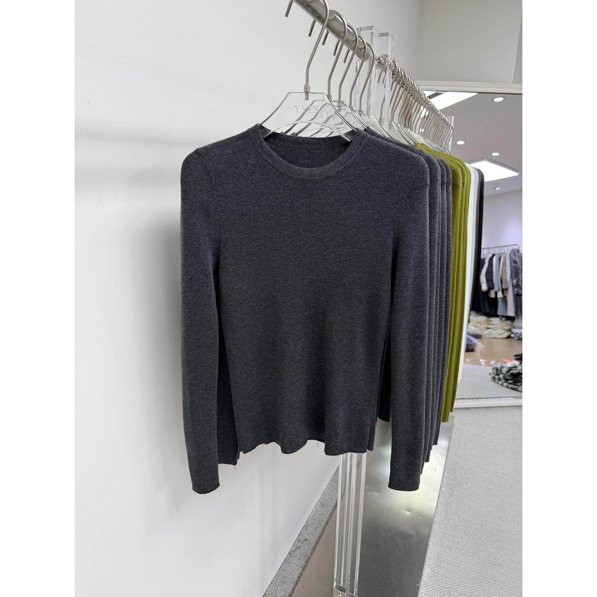 A.F细羊毛打底衫秋冬新款圆领百搭针织衫毛衣弹力修身内搭上衣女