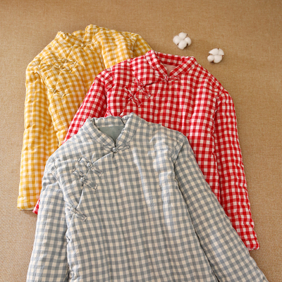 手工纯棉盘扣棉袄女斜襟加厚棉衣