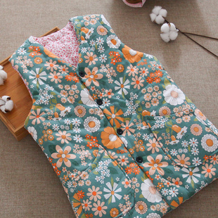 棉花手工马甲女 中老年加厚棉坎肩秋冬 大人内外穿保暖背心马夹