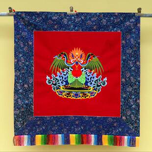 藏式墙上装饰布艺挂画藏族文化民宿背景墙挂布绣大鹏展翅壁画挂毯