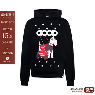 国潮牌GOOD雪纳瑞十字榻榻米轻奢连帽卫衣男女宽松刺绣情侣外套潮
