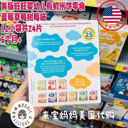 RTI美国进口有机米饼 婴儿磨牙零食辅食 BM树aby um um米饼 蓝莓M