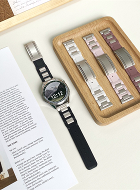 GT6表带T型磁吸扣不锈钢橡胶GT5PRO表带GT4手表带荣耀5男20.22mm