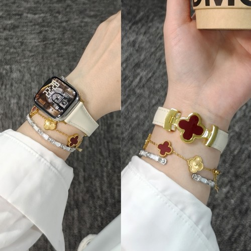 S11红玉髓四叶草磁吸扣真皮表带