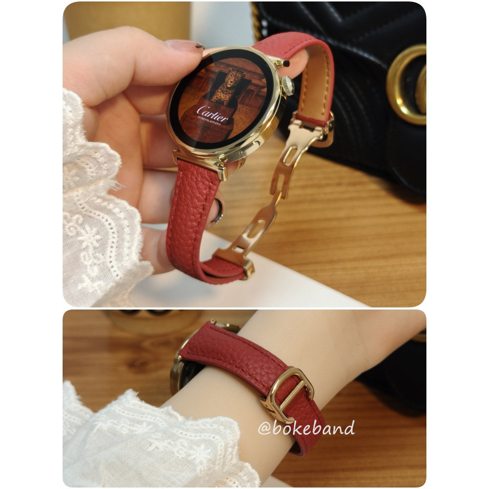 gt7手表带女荔枝纹真皮小蛮腰
