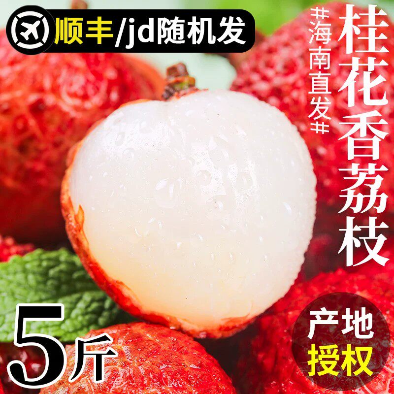 顺丰海南桂花香荔枝5斤当季新鲜水果现摘荔枝妃子大果京东包邮笑