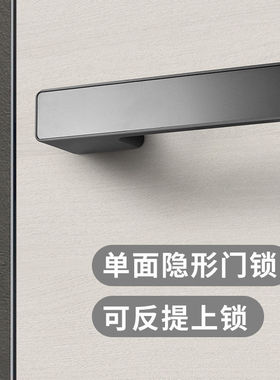 单面隐形门锁意式极简黑色暗门锁隐藏门单边白色门锁上提反锁