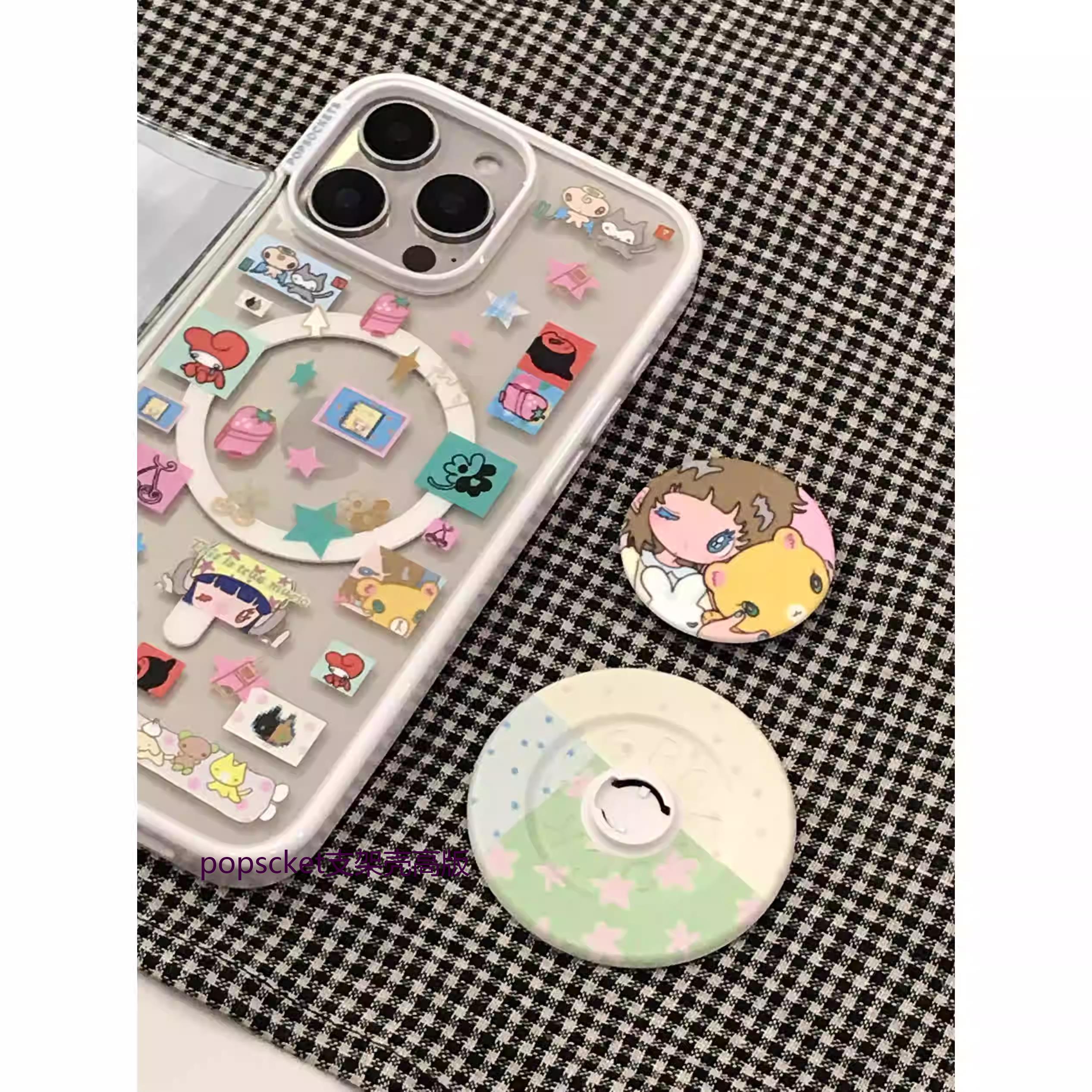 泡泡骚pop适用于iphone16promax壳i15 i14 i13磁吸保护套卡通电子日记薄灵感家啪嗒支架少女小清新
