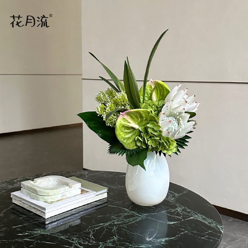 花月流蔷薇花束假花摆设餐桌花
