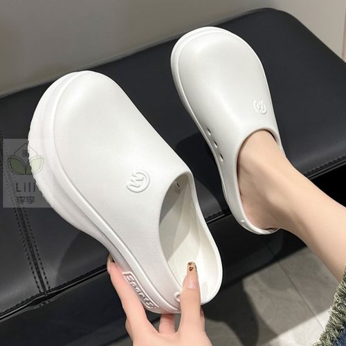 防滑洞洞鞋时尚圆头包跟包头2025新款夏季室内居家踩屎感开车外穿