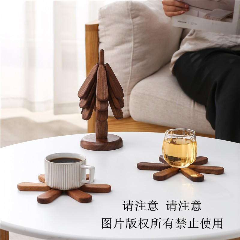 圣诞树隔热垫一棵树实木餐桌防烫垫餐垫盘垫家用创意耐高温砂锅垫