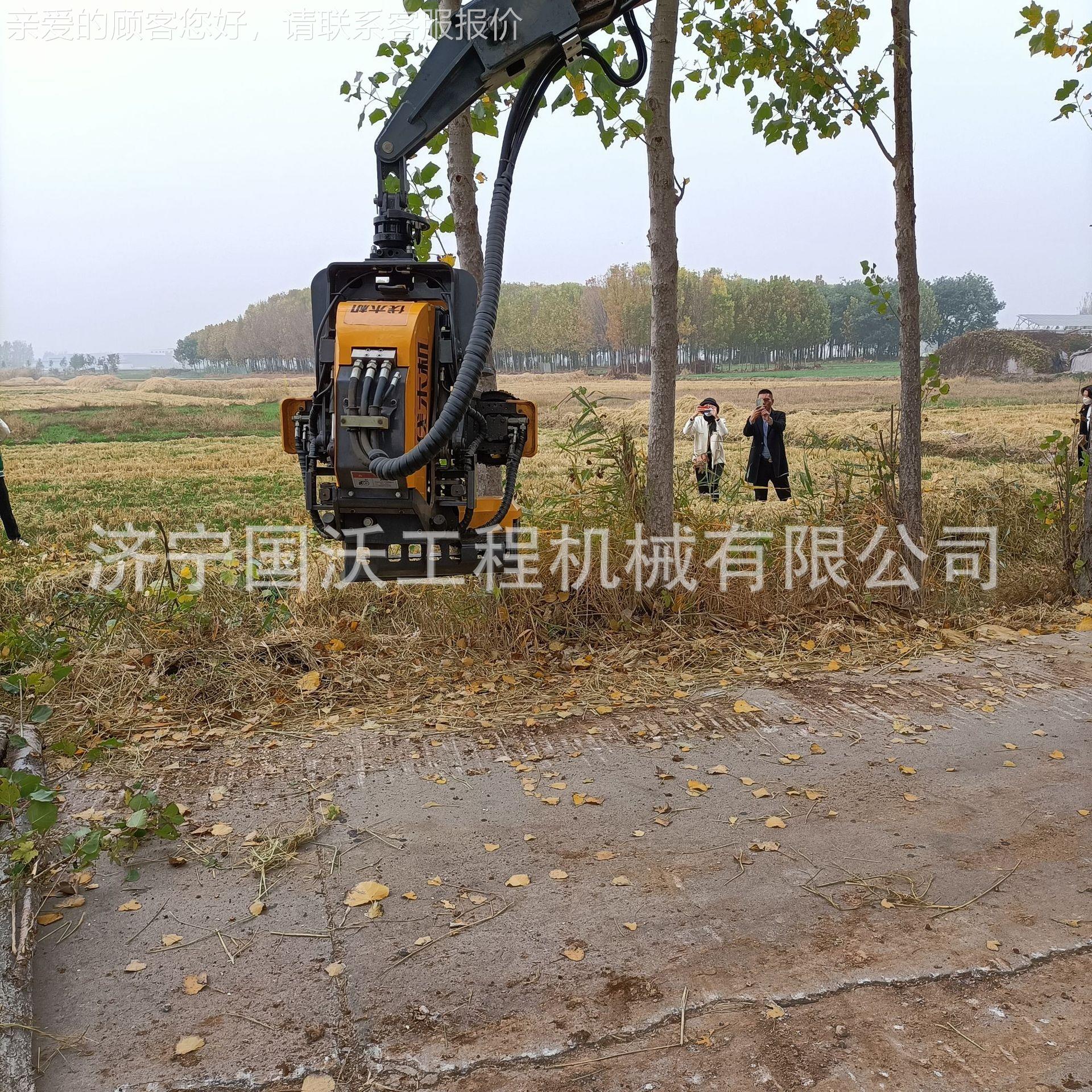 深林树砍伐机 旋转式伐树木机木 挖RNK机安自动伐机视装频