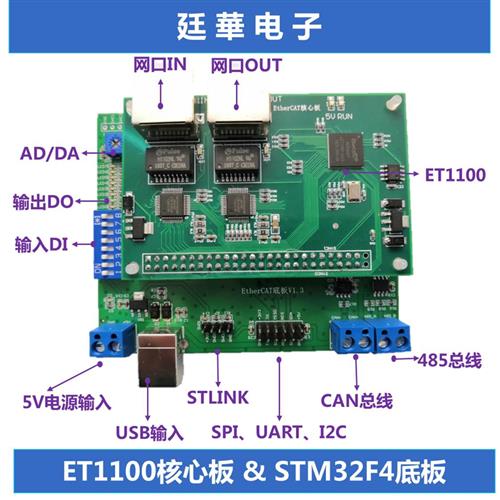 EtherCAT开发板 STM32+ET1100/AX58100/LAN9252 CAN/485接口 电子元器件市场 开发板/学习板/评估板/工控板 原图主图