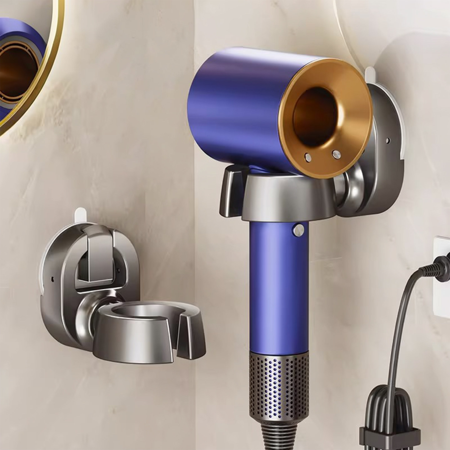 吹风机置物架吸盘免打孔卫生间壁挂式电吹风支架家用风筒收纳神器