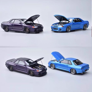 FH 1:64 尼桑GT-R R32 日本Garage Active改装 合金开盖汽车模型