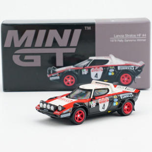 MINIGT 1:64 蓝旗亚 Stratos HF #4 1978拉力赛 1084合金汽车模型