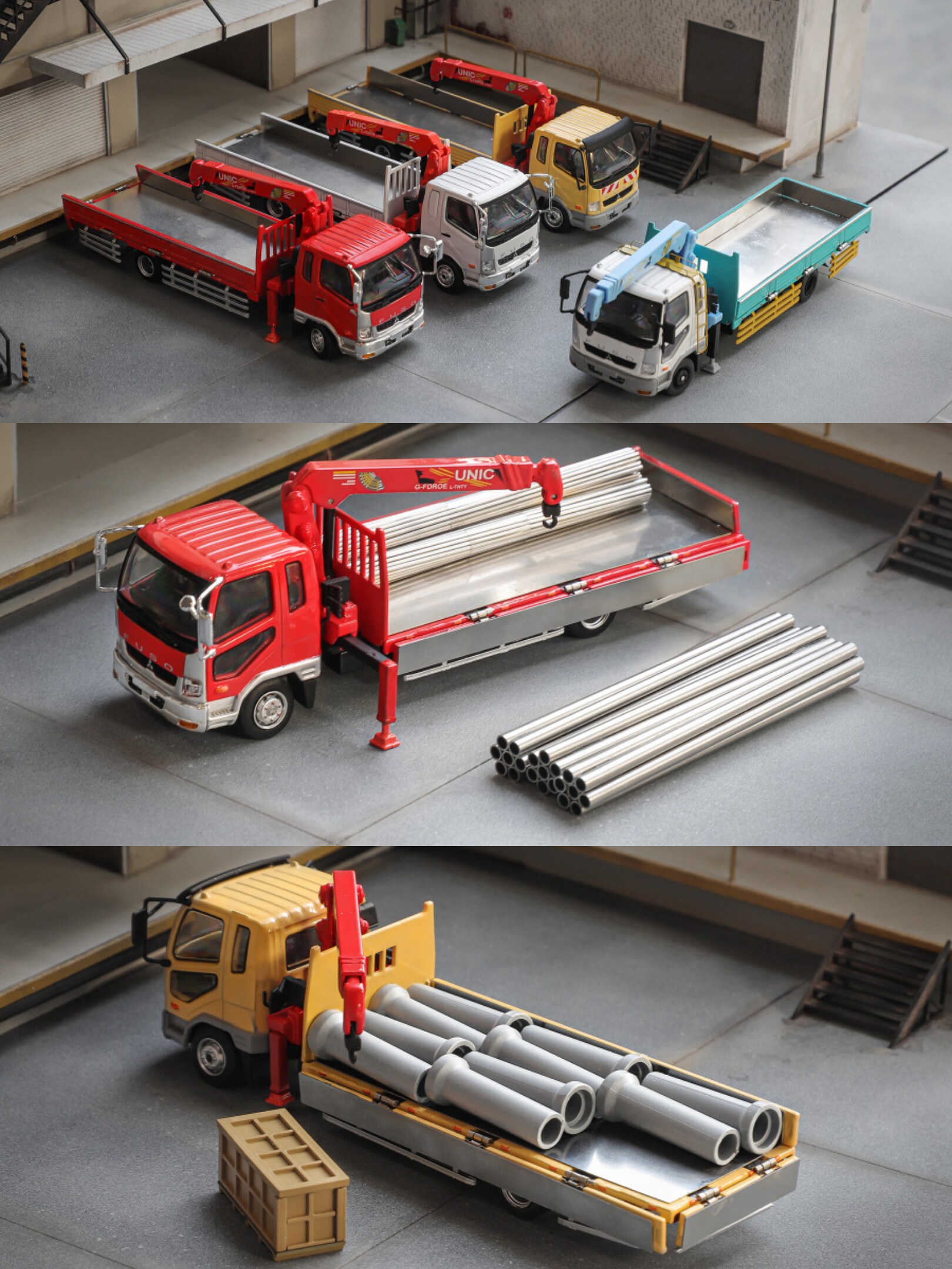 GCD 三菱中型运输货车吊臂车 1:64 仿真合金汽车模型图片