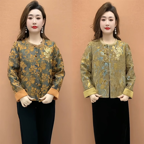 新中式提花显瘦妈妈装外套春秋
