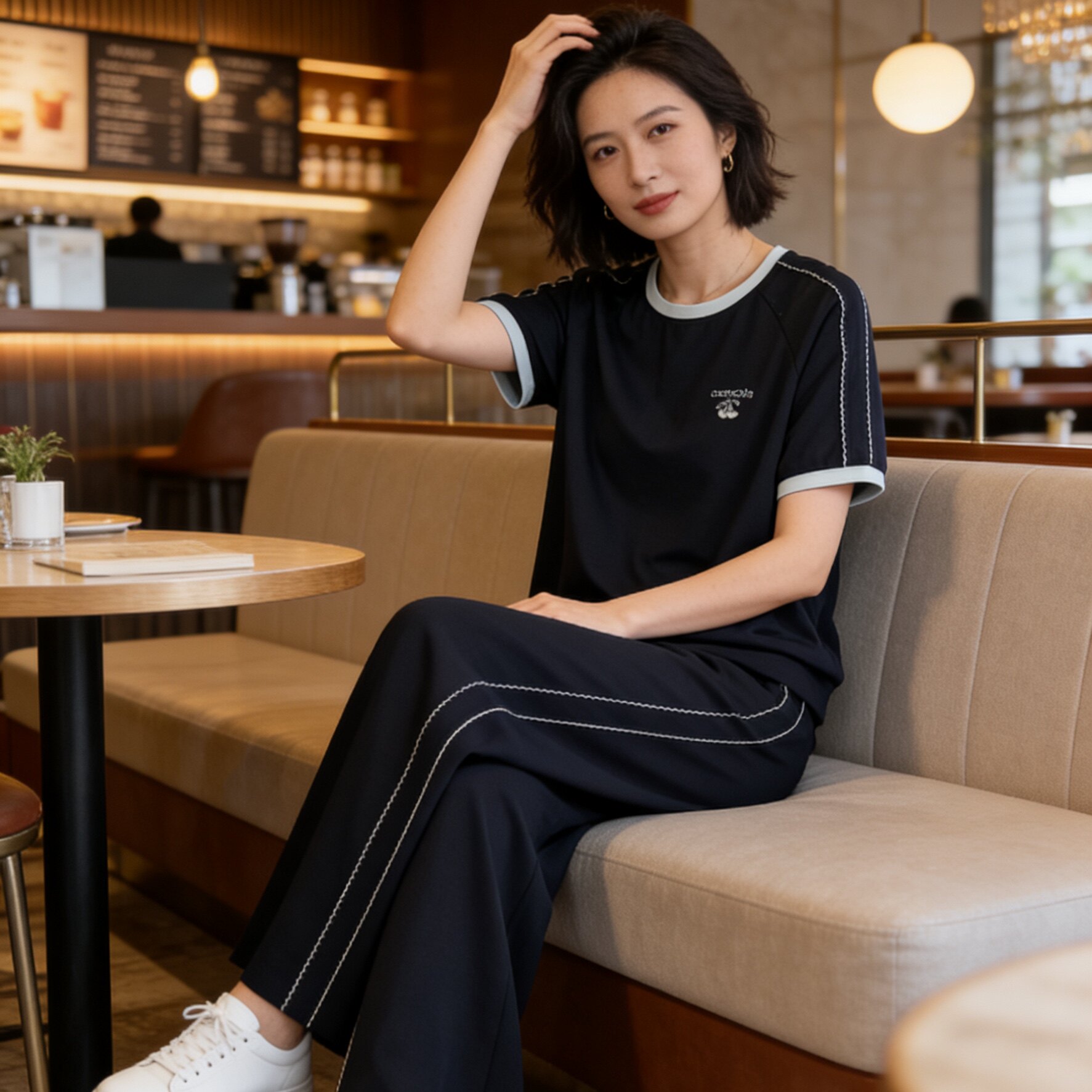 不凡品味~从不失望~休闲套装女夏季高级感百搭简约两件套运动服女