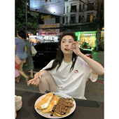 T恤 刺绣印花kitty 舒适自在宽松圆领全棉卡通短袖 isaro