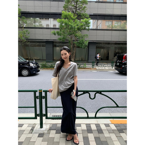 isaro uu 口碑兰精天丝亚麻针织裙~系带松紧慵懒夏日凉爽薄半裙