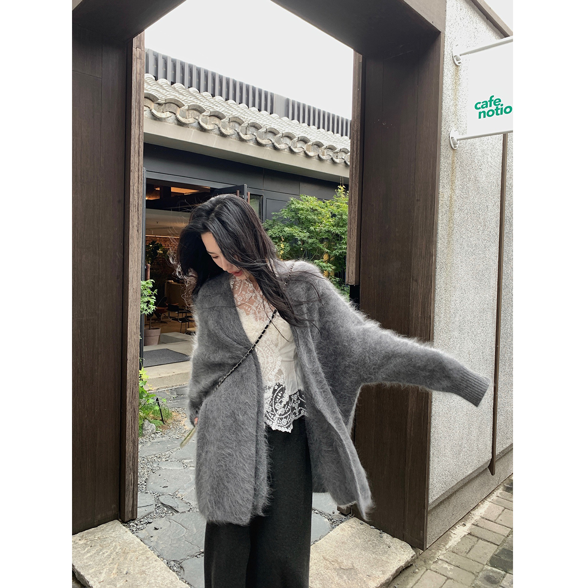 isaro uu 轻奢云朵拉绒开衫~羊毛拉绒极简无扣大开衫中长