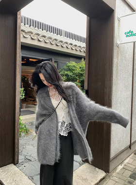 isaro uu 轻奢云朵拉绒开衫~羊毛拉绒极简无扣大开衫中长