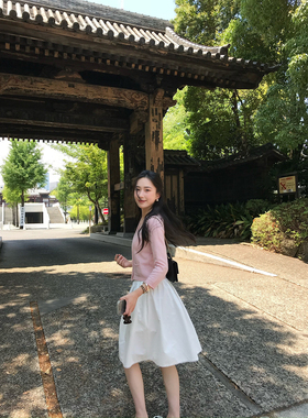 isaro uu 舒适自在全棉半裙~细边低腰卡胯蓬蓬复古感显瘦白色中裙