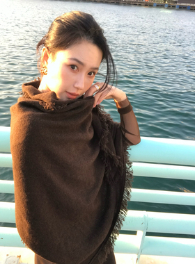 isaro uu 高品100牦牛绒~柔软保暖三角披肩大围巾