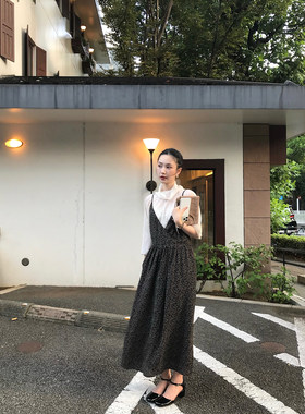 isaro uu 复古vintage吊带碎花连衣裙~背后绑带蔷薇花V领碎花裙