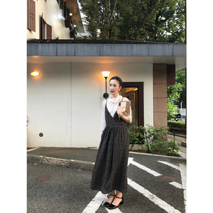 isaro uu 复古vintage吊带碎花连衣裙~背后绑带蔷薇花V领碎花裙
