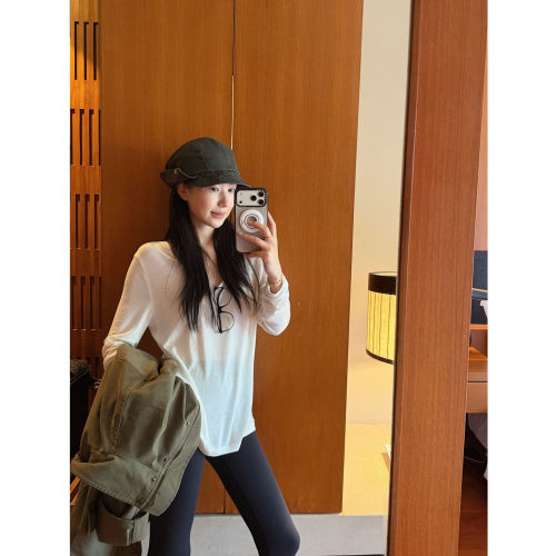 isaro uu 柔软舒适天丝羊毛T恤~宽松慵懒低圆领长袖T恤