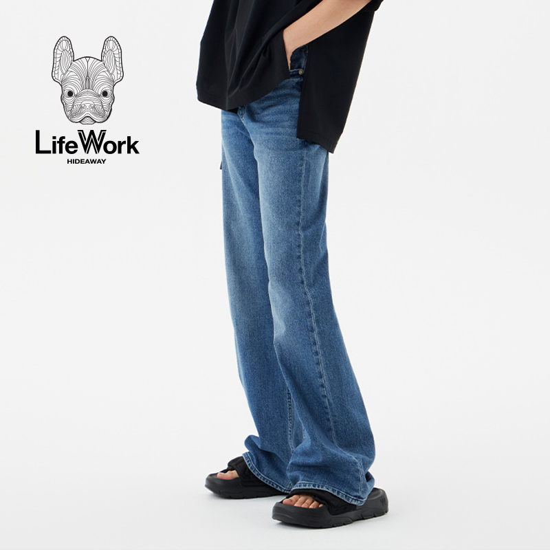 LifeWork春季新款直筒牛仔阔腿裤女式休闲拖地裤百搭显瘦潮