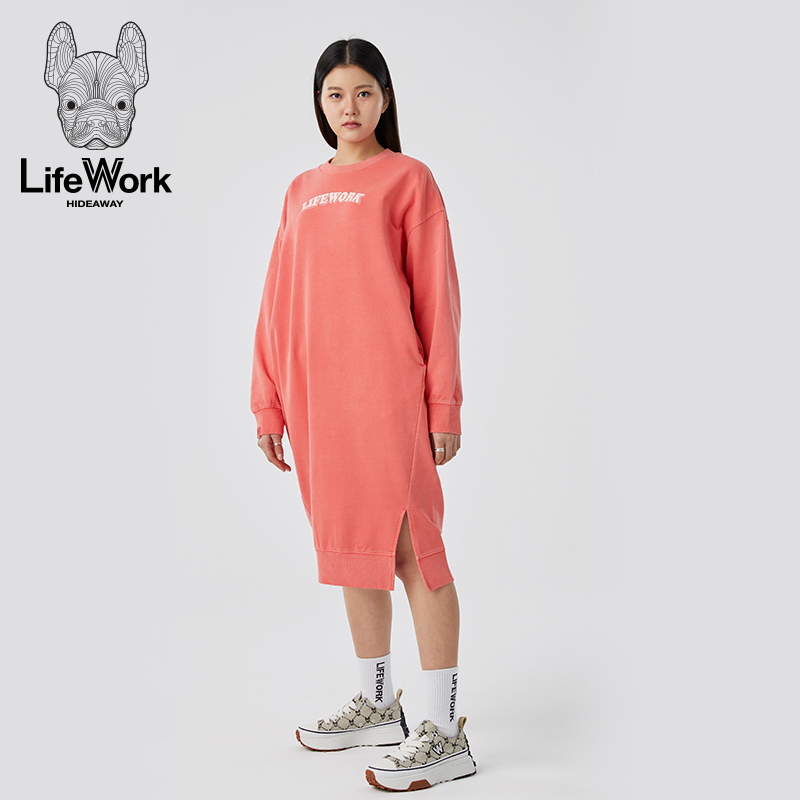 LifeWork春季新款休闲直筒裙韩版休闲运动连衣裙女士logo