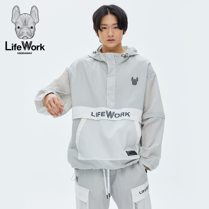 lifework2024新款连帽卫衣春夏宽松拼色款时尚休闲韩版男上衣薄款-封面