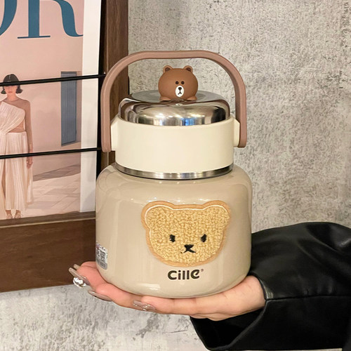 cille316不锈钢自带餐勺早餐焖粥