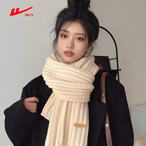 回力针织围巾女2023冬季新款韩版百搭保暖披肩高级感毛线情侣围脖