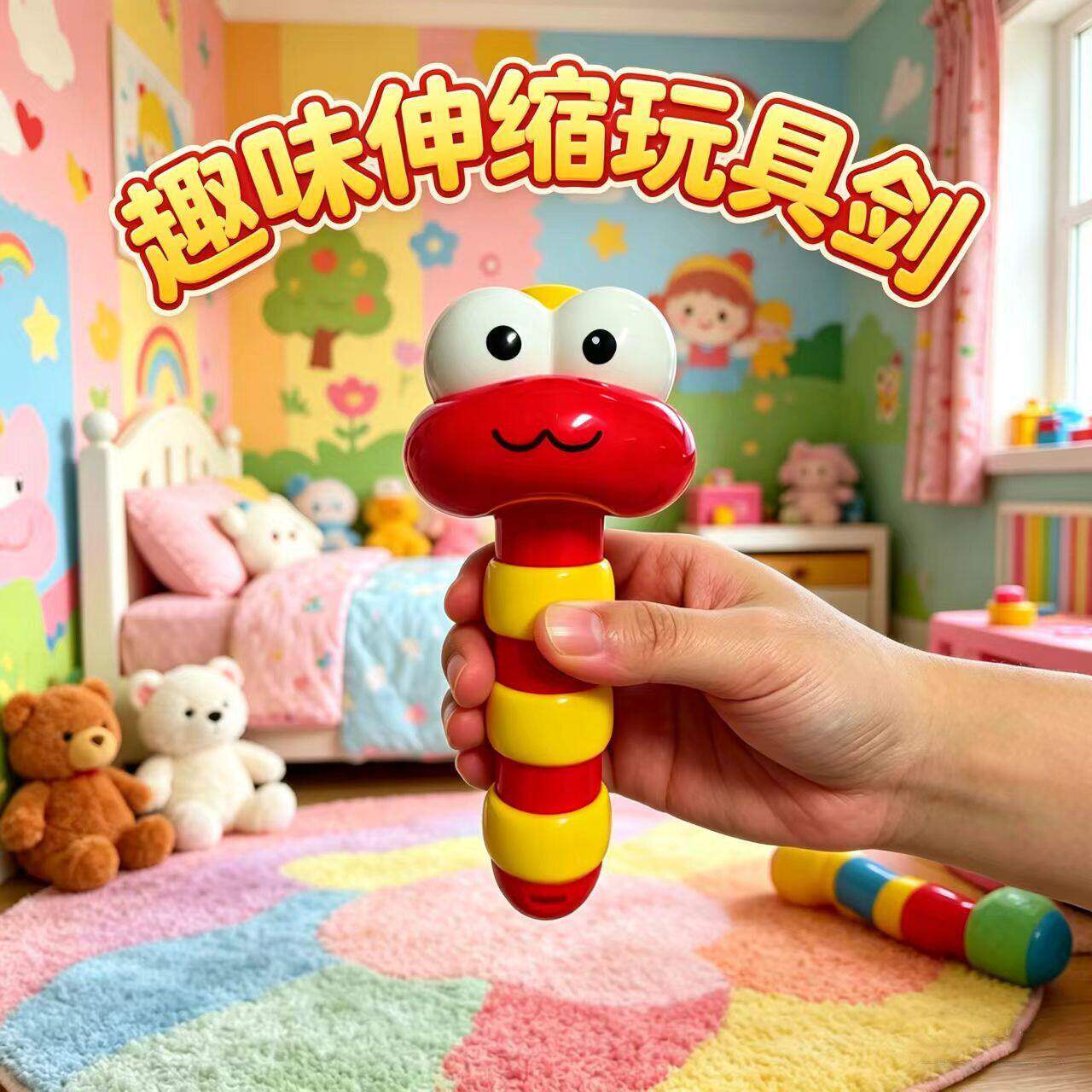 亲子互动萌蛇伸缩剑整蛊玩具