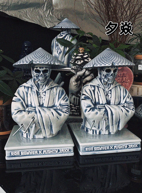 现货NEIGHBORHOOD骷髅武士香炉NBHD斗笠日潮陶瓷家居摆件装饰香薰