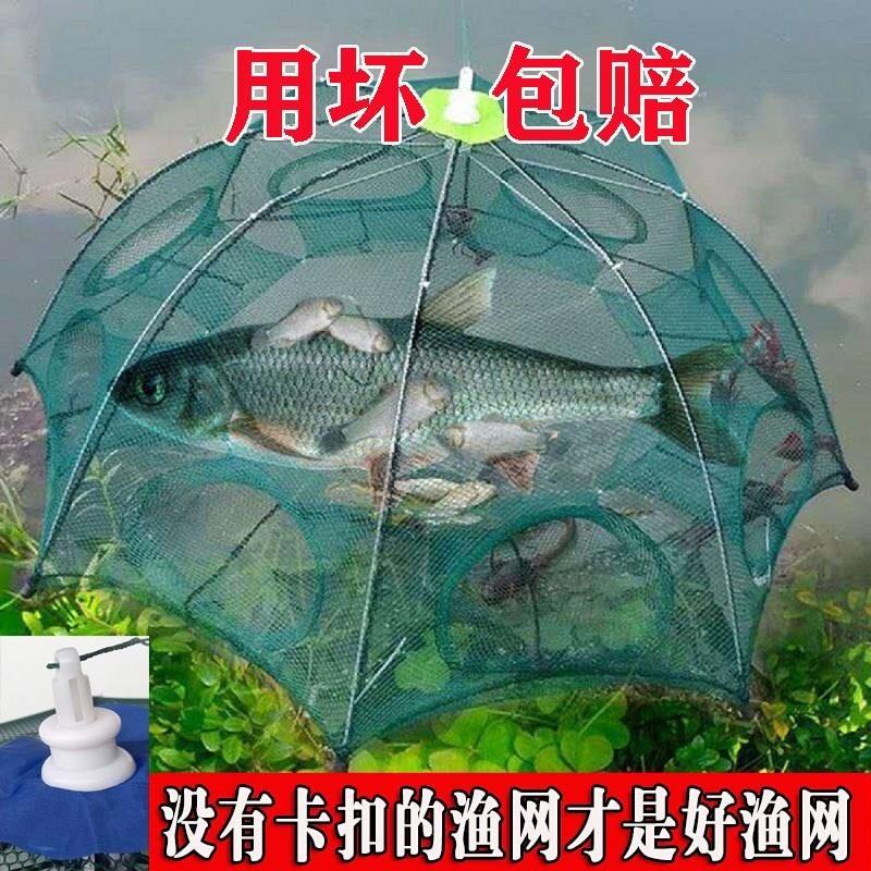 八孔捕鱼笼网具渔具便携伞型圆笼圆型鱼网捕捉龙虾网黄鳝笼子渔笼