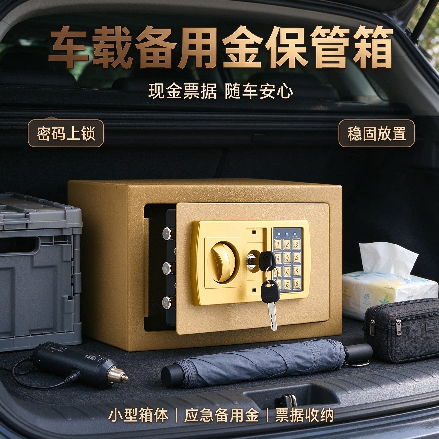 迷你投币式防盗保管箱居家保险柜收纳压岁钱私房钱票据证书收纳箱