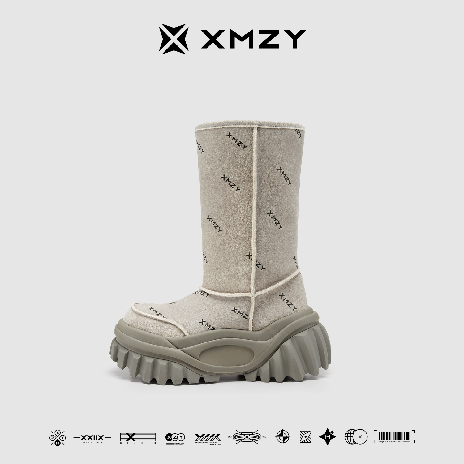 【柏林冬雾】XMZY冬季原创时尚欧美风长筒纯羊毛厚底保暖雪地靴女