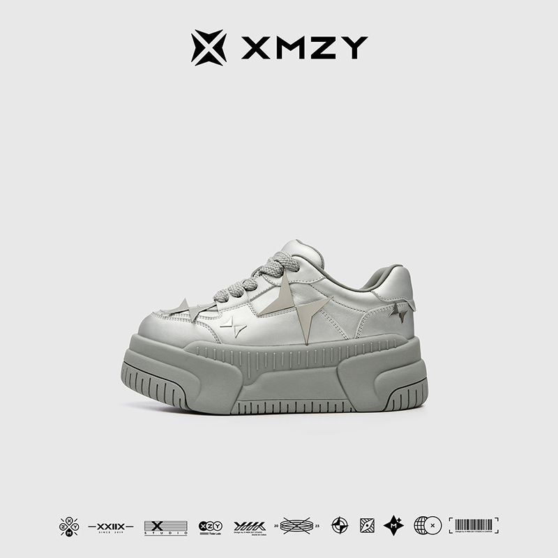 【高光派对】XMZY2025秋新款原创时尚百搭设计平底增高休闲板鞋女