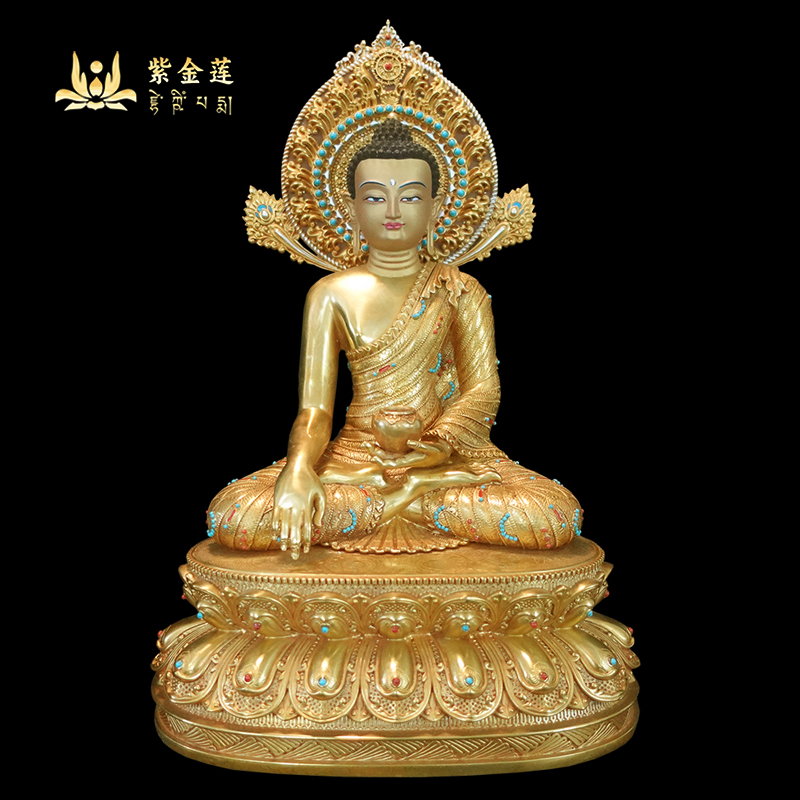 紫金莲西藏尼泊尔工藏传密宗尼泊尔迦叶释迦纯铜手工錾刻