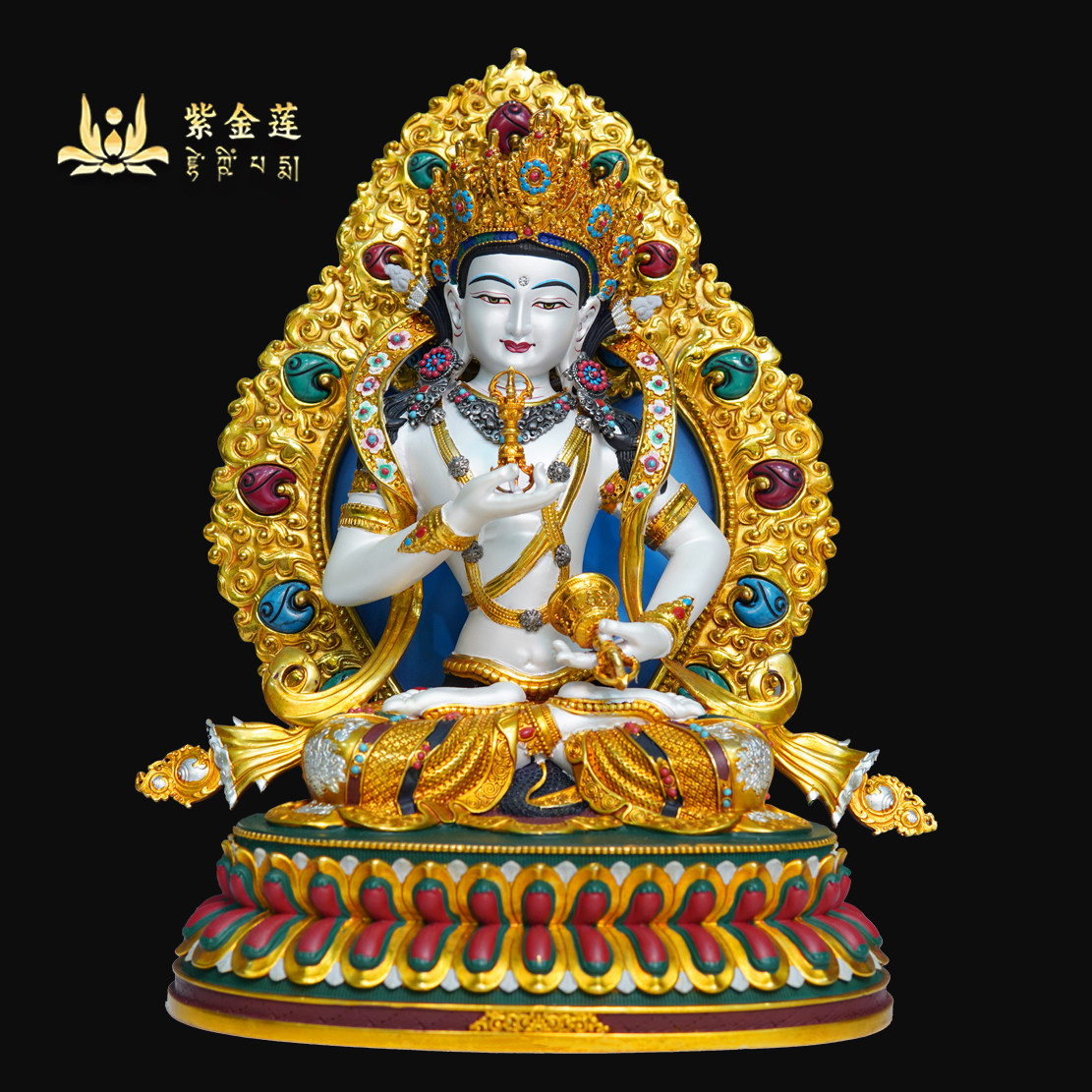 紫金莲尼泊尔工艺西藏藏传密宗彩绘金刚萨埵大背光纯铜手工錾刻