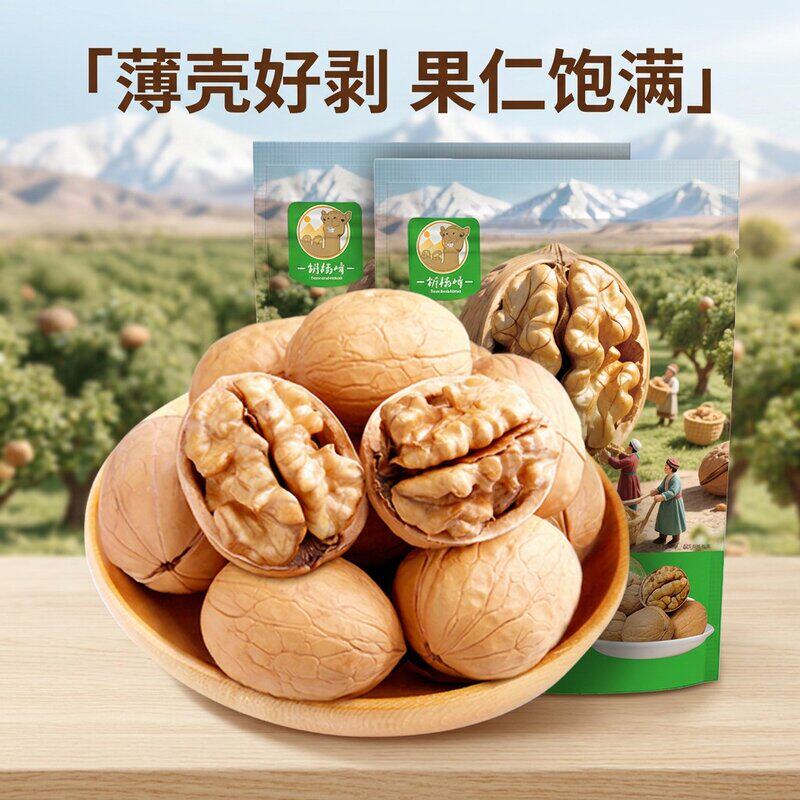 纸皮核桃手捏即开原味生核桃带壳坚果零食坏果包赔