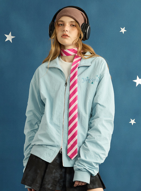 GOST春季潮牌弯刀袖刺绣立领夹克开衫烫钻外套百搭