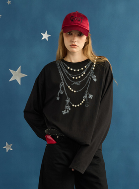 GOST写实项链珍珠长袖T恤