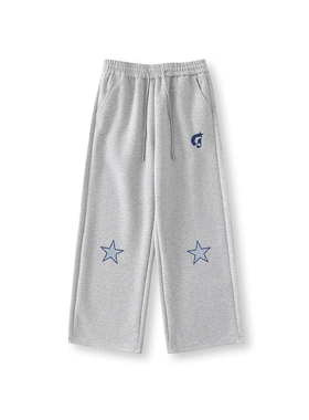 GOST潮牌星星贴布绣休闲卫裤加绒加厚慵懒感裤子