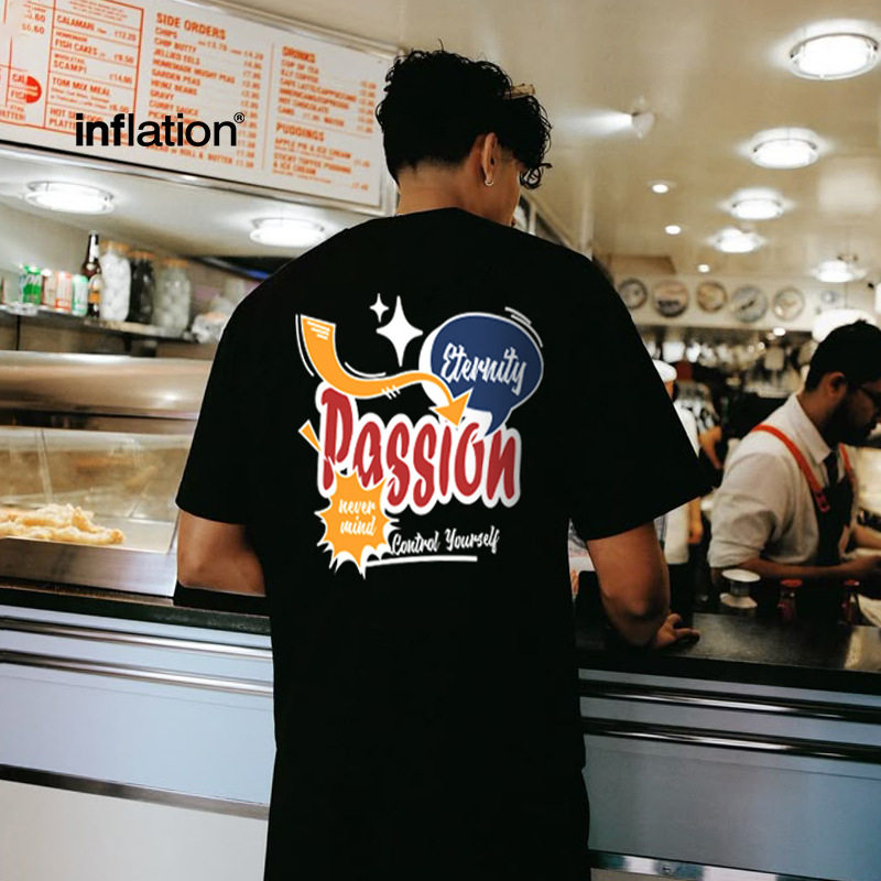 passion复古美式印花T恤2025春夏新品欧美潮牌宽松个性短袖男式